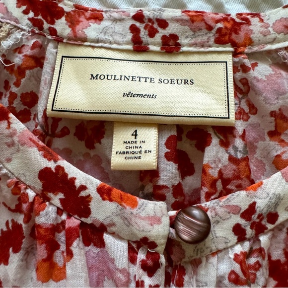 Moulinette Soeurs Anthropologie Peplum Floral Blouse, Size 4 - Picture 4 of 10